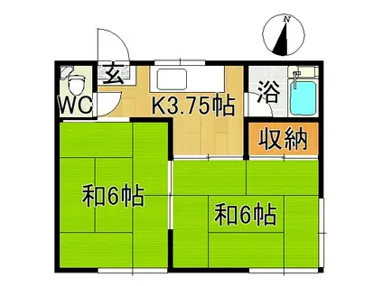 コーポ田町(2K/2階)の間取り写真