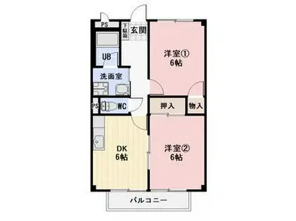 サープラスIIときわ(2DK/2階)の間取り写真