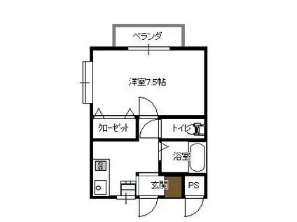 リトルハイムセブン(1K/2階)の間取り写真