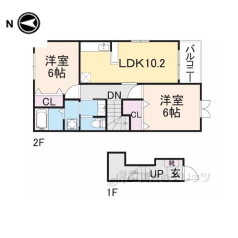 フォンテーヌ(2LDK/2階)の間取り写真