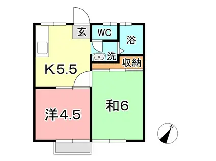 ハイライフ雅(2K/2階)の間取り写真