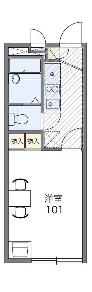レオパレス中田北B(1K/1階)の間取り写真