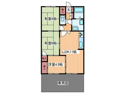 シャルム肥後(2LDK/1階)の間取り写真