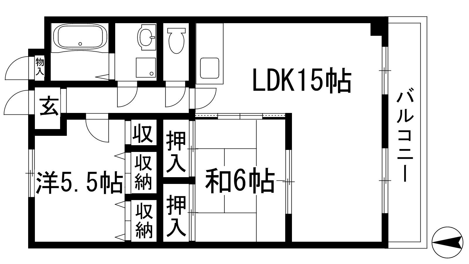 グランドゥール平井(2LDK/3階)の間取り写真