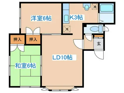 コーポFOREST(2LDK/2階)の間取り写真