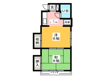 シティ元町(2K/2階)の間取り写真