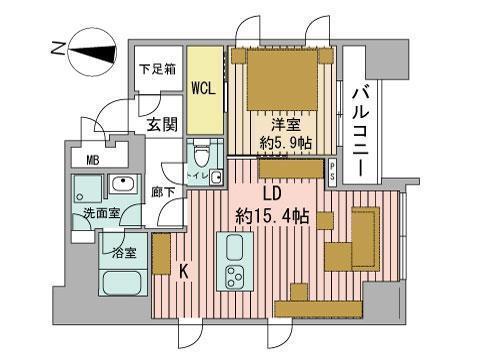 プライムメゾン大通公園(1LDK/3階)の間取り写真