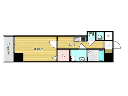 グランパシフィック花園北II(1K/2階)の間取り写真