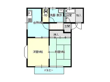 ル・トゥール(2DK/2階)の間取り写真