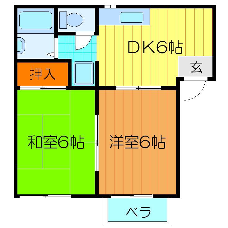 コスモハイツ南(2DK/2階)の間取り写真