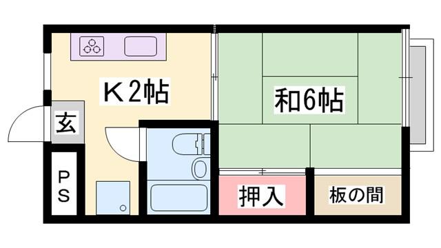 ユニハイツ田村I(1K/2階)の間取り写真