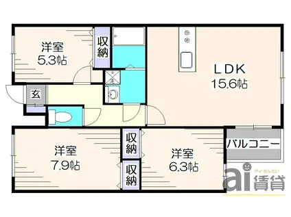 AIFORT.府中(3LDK/5階)の間取り写真