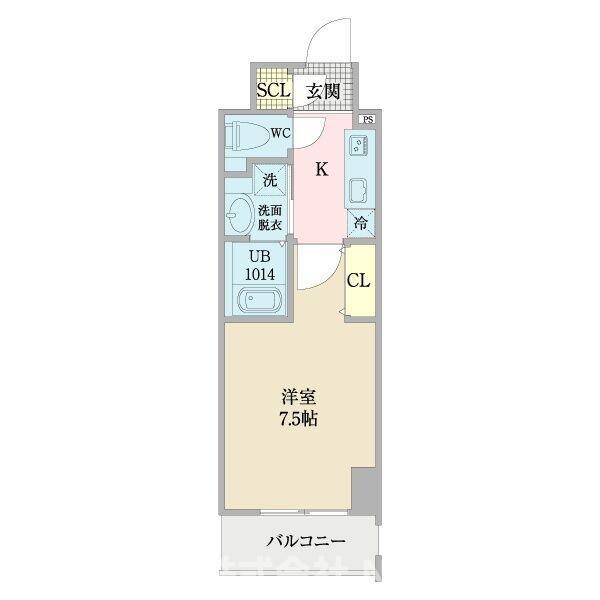 プレイズシード浅間町(1K/12階)の間取り写真