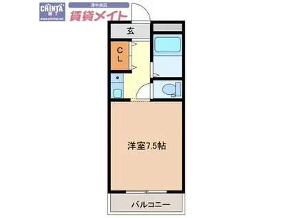 メゾントップス(ワンルーム/2階)の間取り写真