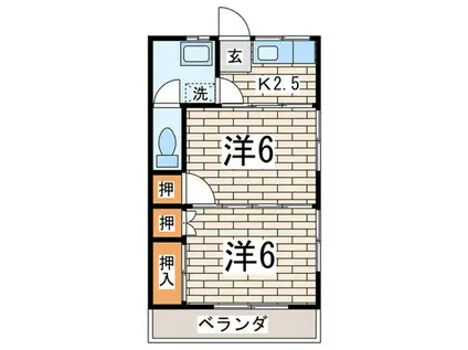グリーンコーポ第二(2K/1階)の間取り写真