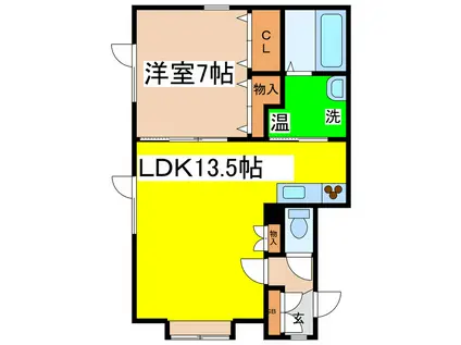 ビラ文苑7号館(1LDK/1階)の間取り写真