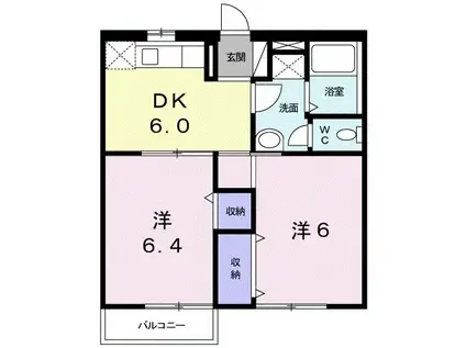 エスポワール A(2DK/1階)の間取り写真