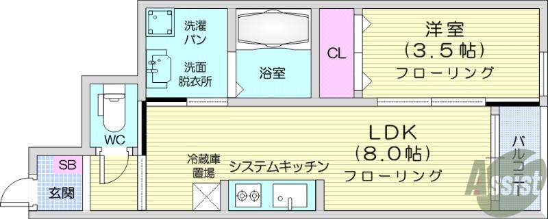 RS RESIDENCE2(1LDK/1階)の間取り写真