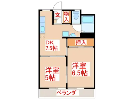 ヴィラナリー南栄(2DK/5階)の間取り写真