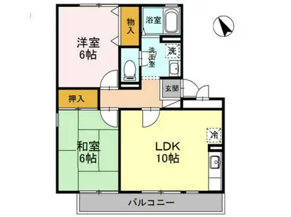 グリーンハウスIII(2LDK/2階)の間取り写真
