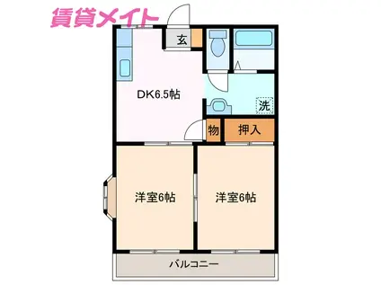 レインボー生川(2DK/1階)の間取り写真