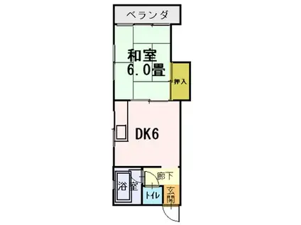 喜多マンション(1DK/2階)の間取り写真