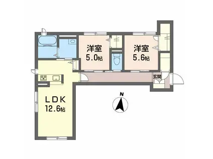 ベレオ マーサ アイ(2LDK/1階)の間取り写真