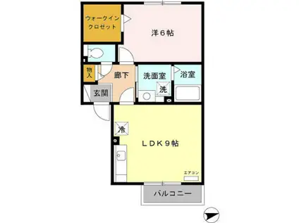 アグリーブル(1LDK/2階)の間取り写真