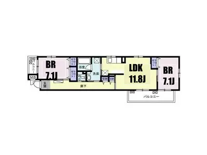 ラルジュ(2LDK/2階)の間取り写真