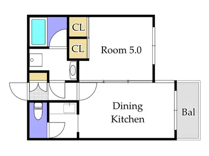 フォーラム伊島(1DK/1階)の間取り写真