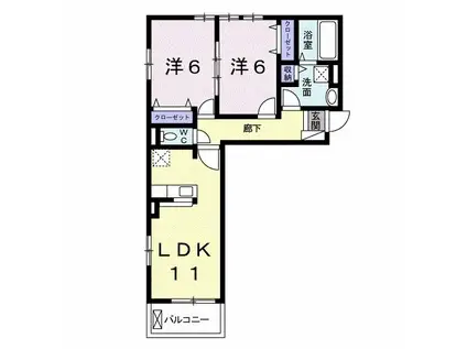 エル・ヴェイル(2LDK/1階)の間取り写真