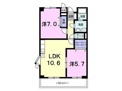 ハイム牛川通(2LDK/3階)の間取り写真