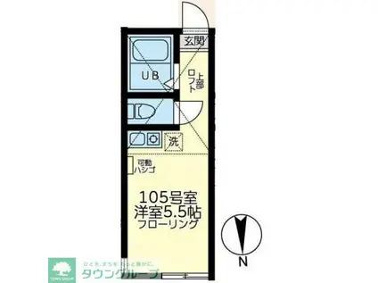 ユナイト白楽ペルセウスの杜(ワンルーム/1階)の間取り写真