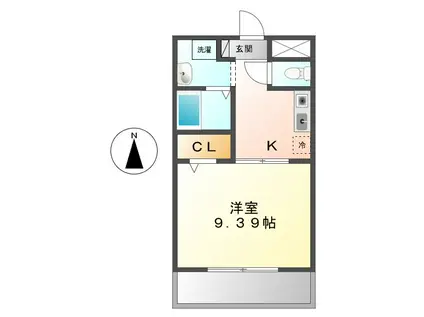 アベニュー笠寺(1DK/4階)の間取り写真