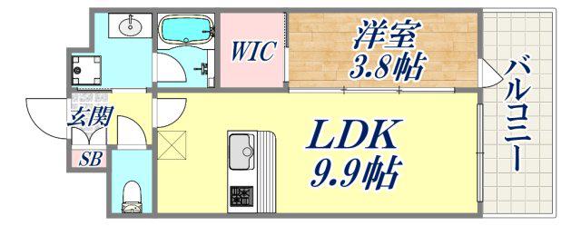GENOVIA神戸新開地駅前(1LDK/2階)の間取り写真