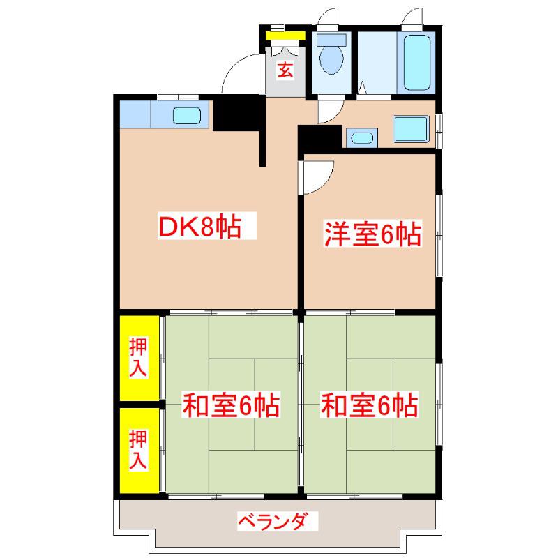 エクセル川元(3DK/2階)の間取り写真