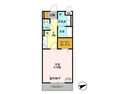 ETERNO HARU(1K/2階)の間取り写真