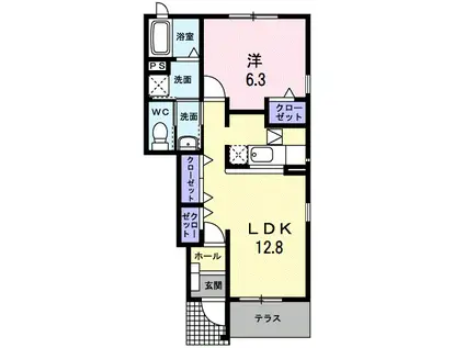 ピュアネス今泉II(1LDK/1階)の間取り写真