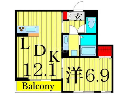 アヴァンス西亀有(1LDK/3階)の間取り写真