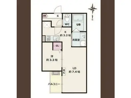 JACK UMATEI(1LDK/2階)の間取り写真