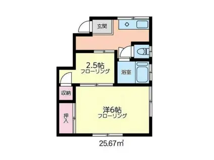 ユナイト石川町MISUGI(2K/1階)の間取り写真