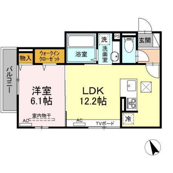 フェリーチェ舟入(1LDK/1階)の間取り写真