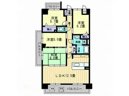 ルミネスMIZUHO京町(4LDK/2階)の間取り写真