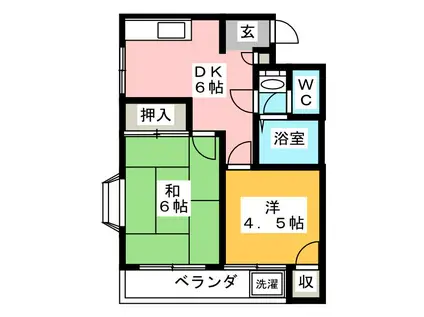 アベニュー邑乃I(2DK/2階)の間取り写真