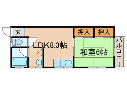 東金町ハイツ(1LDK/2階)の間取り写真