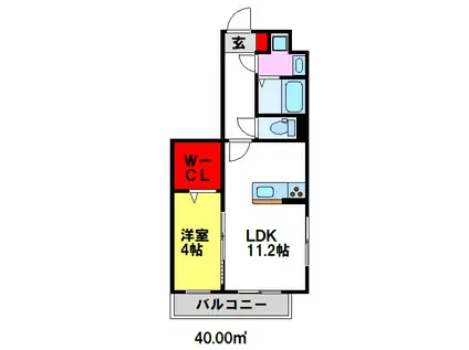 RAG STYLE二日市中央(1LDK/4階)の間取り写真