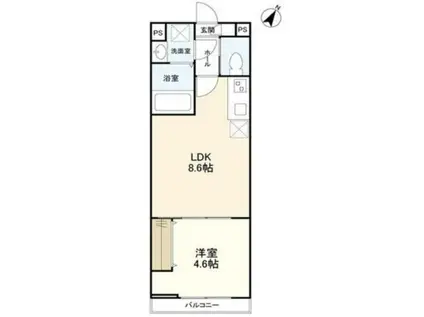 ウェルスクエア千歳烏山(1LDK/2階)の間取り写真