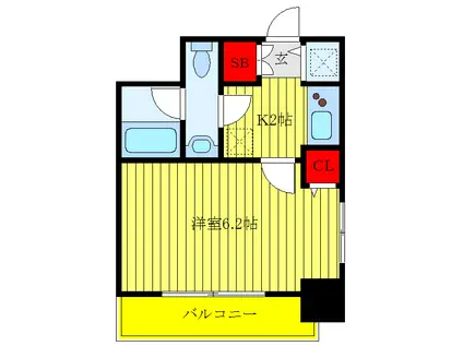 エクセリア大山(1K/2階)の間取り写真