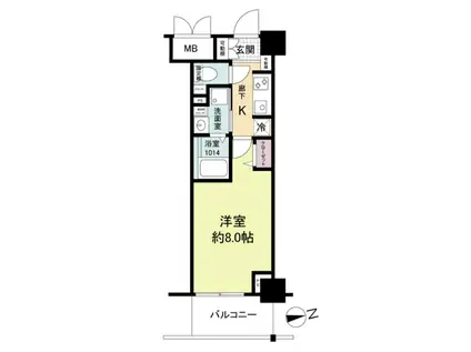 ブランシエスタ明石(1K/4階)の間取り写真