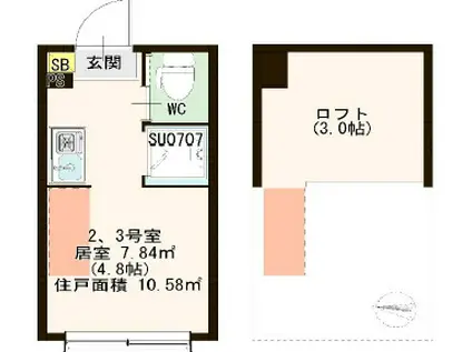 ハーモニーテラス春日町II(ワンルーム/1階)の間取り写真